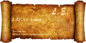 Létz Emma névjegykártya